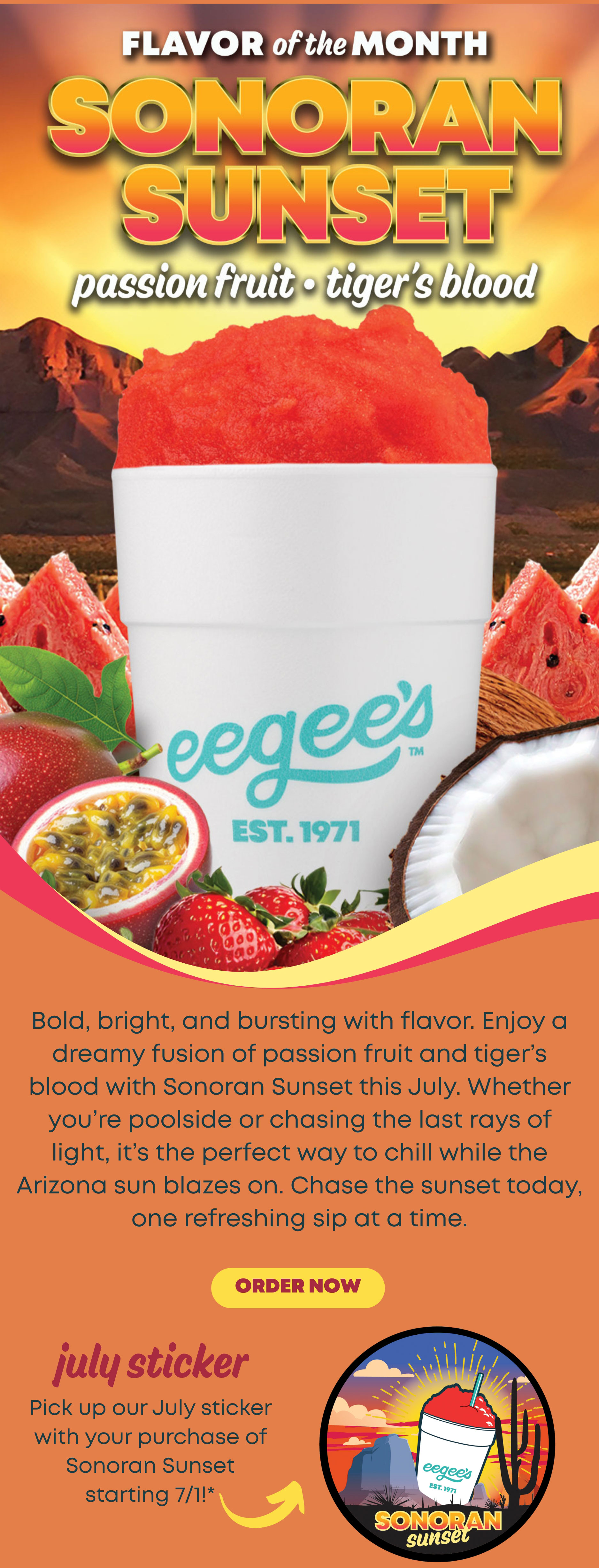 Picture of a Sonoran Sunset Eegee's frozen drink